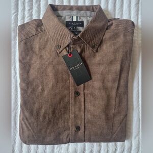 Ted Baker Dogtooth Melange Shirt 3 NWT